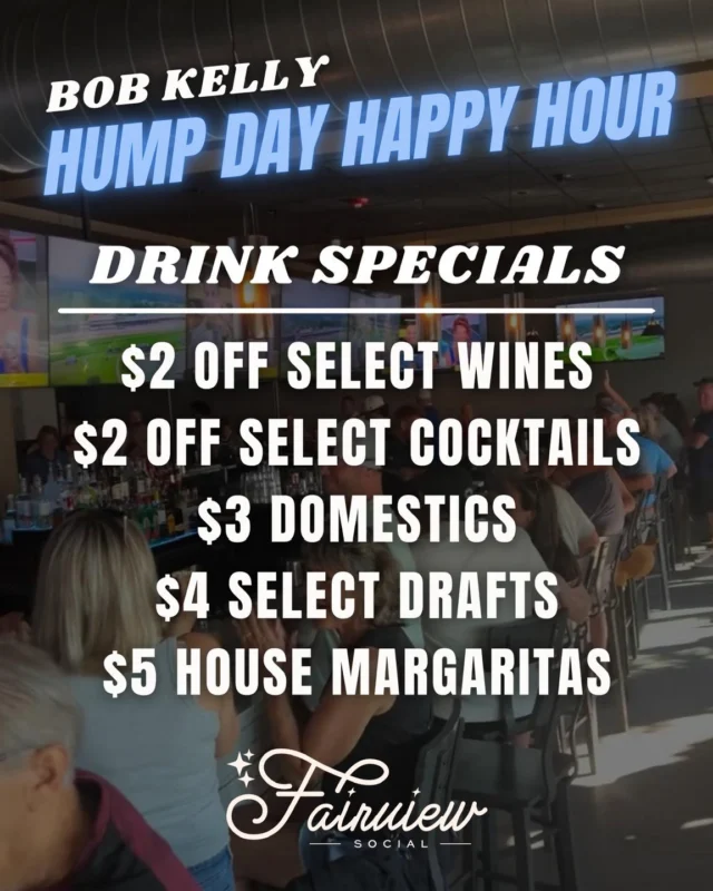 The Hottest Night of the week is now in Wildwood!🔥 

Every Wednesday, the Hump Day Happy Hour from 5-8pm at the Fairview Social on Pacific Ave!🐫

Come help celebrate 3 years of the biggest happy hour at the jersey shore! Tune in LIVE on Kool 98.3 or watch along on Mixcloud!🎙️

Bring a new toy or a pair of pajamas to benefit the children at Shore Medical Center!🧸.