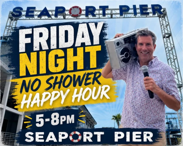 Tomorrow night….Seaport Pier No Shower Happy Hour!🚫🚿

Grab the kids from school, hop in the car, and head right to the boardwalk! Great drinks and food overlooking the ocean! Plenty of room for you and all your kiddos to do some dancin’🕺

We kick it off at 5PM with DJ Gibby!🎶 See you there!🫵🏻

Can’t make it? Tune in LIVE on Kool98.3!