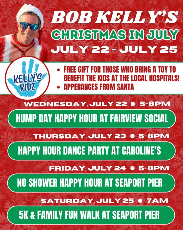 Celebrate Christmas in July with me down the shore this week!🎄🎅🏼 Mark your calendars with the dates above!

Dust off your BEST Christmas outfits, light bulb necklaces, and Santa hats! We’re celebrating Christmas in July all week long!

🎁 Appearnaces from Santa during the week & a FREE GIFT if you bring a new toy to benefit the kids at Shore Medical Center & St. Christopher’s Hospital!

See you there!🫵🏻