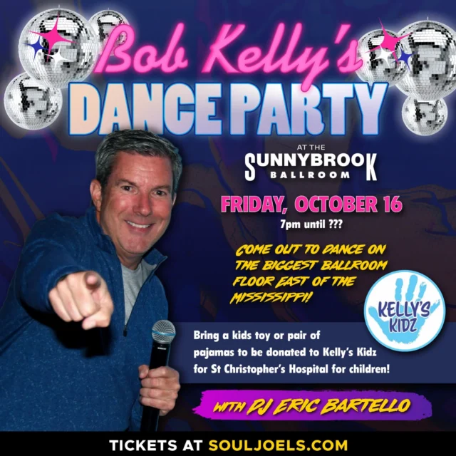 We’ve got hundreds of people dancing from DelCo to the Jersey Shore along with thousands worldwide on Mixcloud and Kool 98.3, and now we’re bringing the Bob Kelly Dance Party to MontCo for the first time in Pottstown!

Advance tickets are available through SoulJoels.com for $10!

Click the link in the story to purchase tickets!

Seven decades of Dance Music in one awesome event! Don’t miss it!